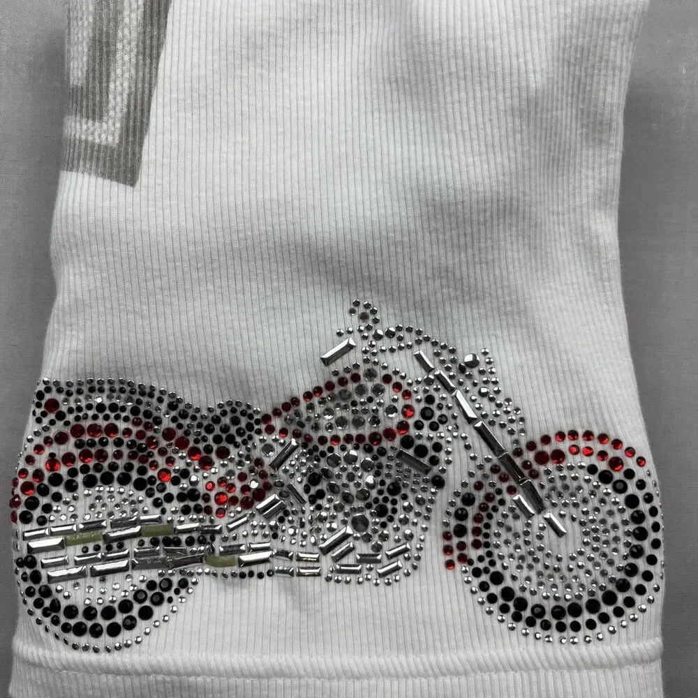 Harley Davidson New Castle Bedazzled Ribbed Tank Top Large - Picture 6 of 6